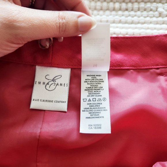 Liz Claiborne Emma James Barbie Pink Linen Blend Button Down Midi Skirt Size 14 - Picture 8 of 11